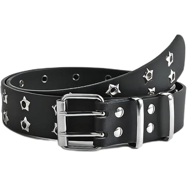 Sup-Coente Goth Belt Punk Y2k Studded Leather Belt Black